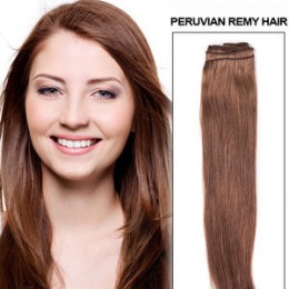 Extensii clip - on veritable cu 12 piese, lungime 55 cm , culoare saten luminos ( # 8 )