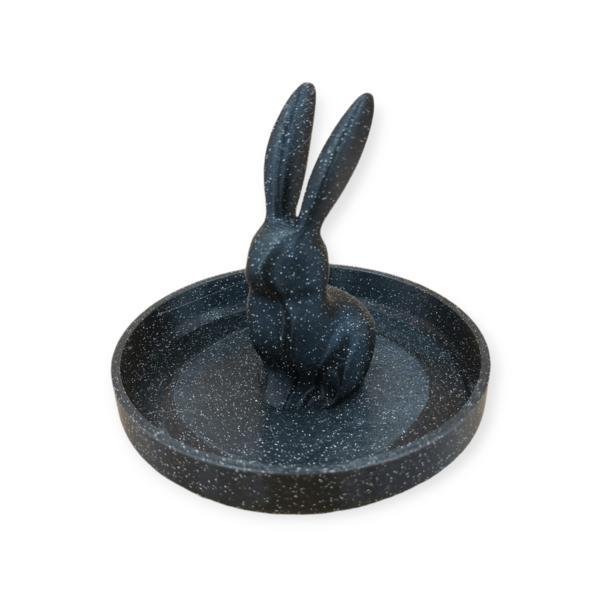 Organizator Bijuterii - Iepurașul Elegant, Negru Glitter, 107x107x87 mm