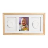 Baby HandPrint - Kit mulaj cu dubla amprenta, Double Memory Frame, Cu rama foto 10x15 cm, Natur