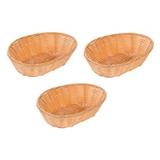 Set 3 cosuri ovale pentru paine, ratan sintetic, 24.5x18 cm