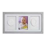 Baby HandPrint - Kit mulaj cu dubla amprenta, Double Memory Frame, Cu rama foto 10x15 cm, Silver