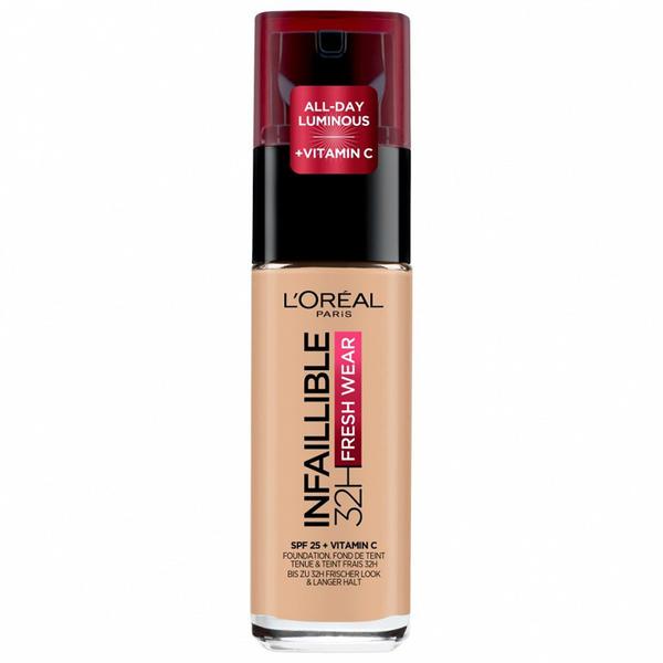 Fond de Ten Rezistent la Transfer - L'Oreal Paris Infaillible 32H Fresh Wear Foundation, nuanta 145 Rose Beige, 30 ml