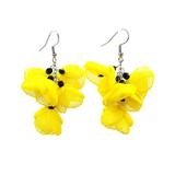 Cercei ciorchine flori din voal, galben, inox, 6 cm, Estela, Zia Fashion