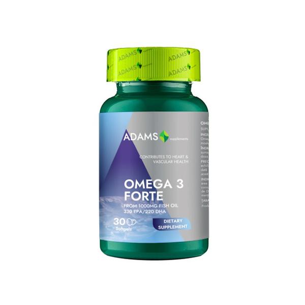 Omega 3 Forte 1000 mg Fish Oil Adams Supplements, 30 capsule