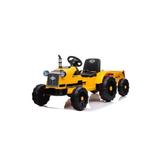 Tractor electric cu remorca pentru copii, galben, 2 motoare, greutate maxima 35 kg