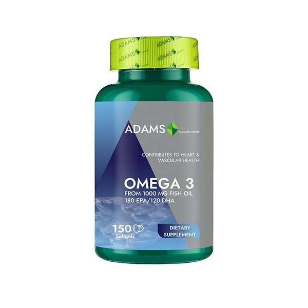 Omega 3 1000 mg Fish Oil Adams Supplements 180 EPA / 120 DHA, 150 capsule