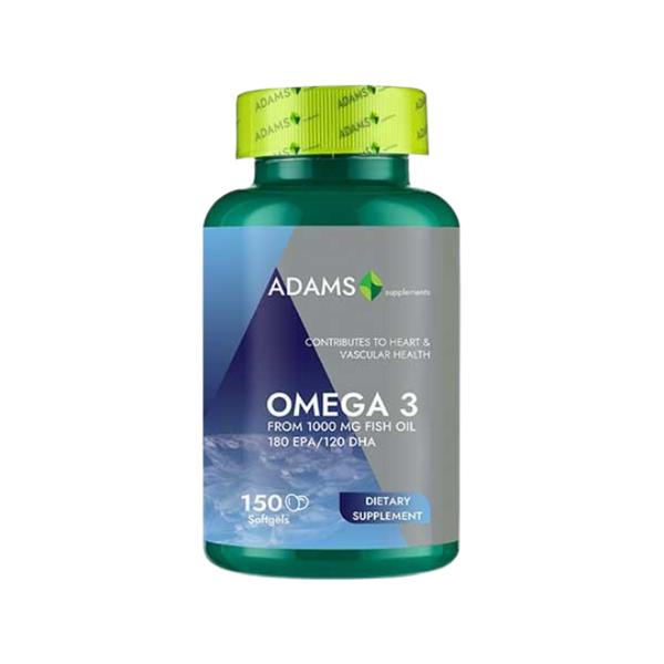 Omega 3-6-9 Ulei din Seminte de In 1000 mg Flaxseed Oil Adams Supplements, 150 capsule