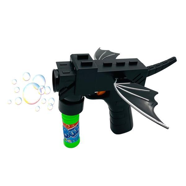 Pistol de facut baloane de sapun, minecraft, cu baterii, negru