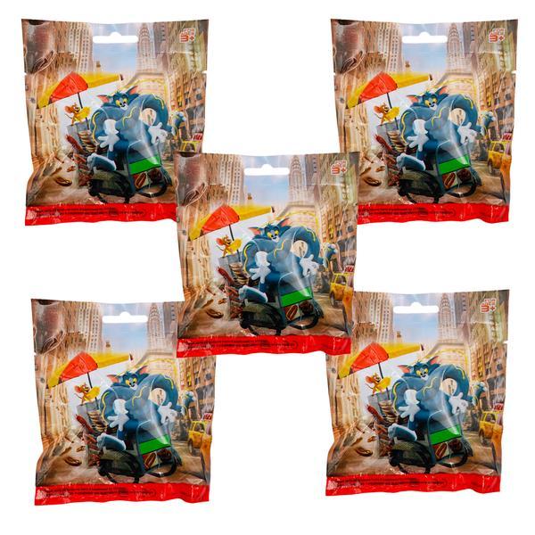 Kit 5 plicuri tom jerry, cu figurina si cartonase surpriza, mistery box, 7cm