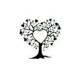 Sticker decorativ, Copac cu inimioare, negru, 70x68 cm