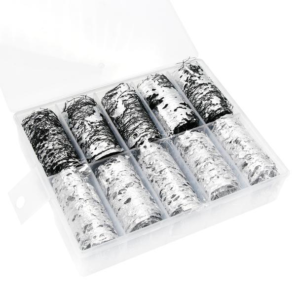Folie de transfer unghii aluminiu set silver, 10 buc