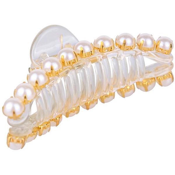 Clema de par transparenta cu perle lucy style 2000, 3,5 x 7 cm