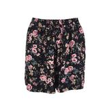 Fusta-pantalon scurta, Univers Fashion, culoare neagra cu imprimeu floral, L-XL