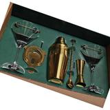 Set cadou pentru bauturi Cocktail Gold - Shaker Cocktail din otel inoxidabil - 2 Pahare Martini