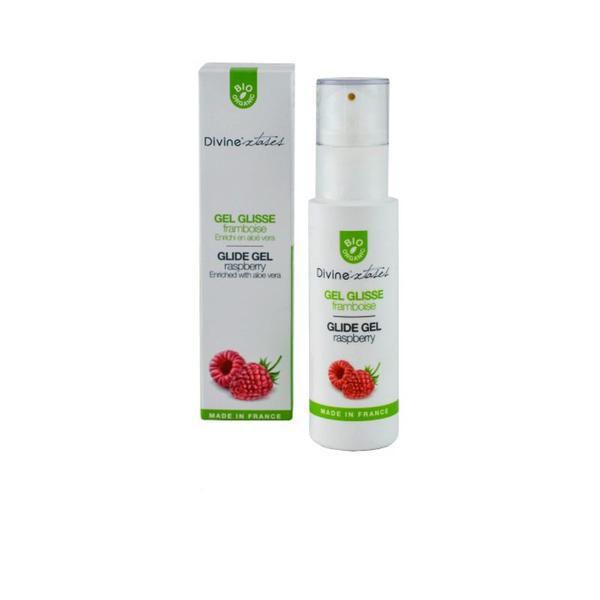 Gel lubrifiant intim bio cu aroma de zmeura si aloe vera divinextases, 100 ml