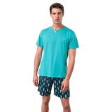 Pijama de barbati, Vamp 18701, M, Bumbac, Verde