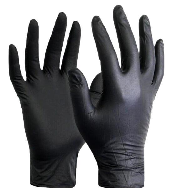 Manusi de unica folosinta negre marimea m, cauciuc nitrilic nepudrate, foarte rezistente, 100 buc
