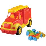Masina pompieri 43 cm cu 38 piese constructie, in cutie Ucar Toys 