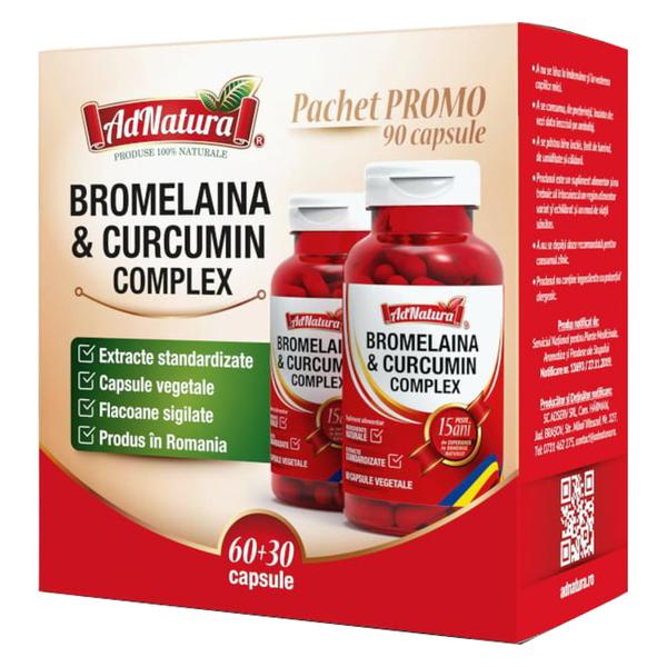 Pachet Bromelaina & Curcumin Complex AdNatura, 60+30 capsule