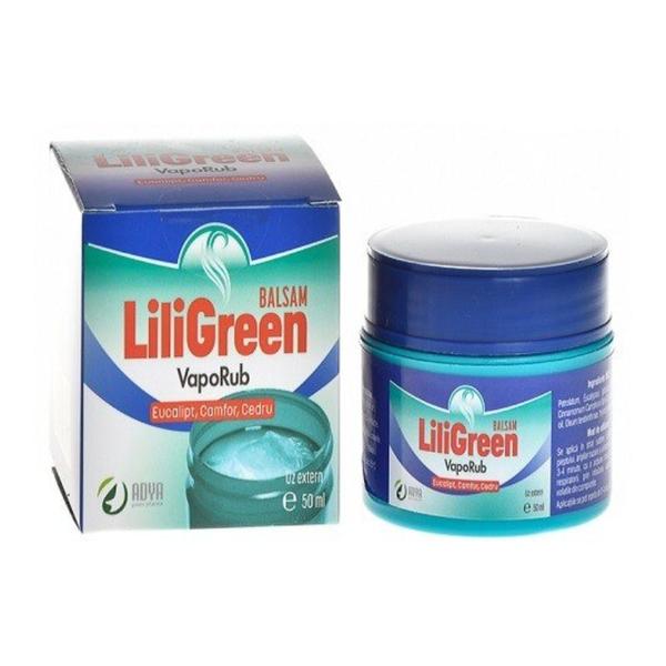 Balsam LiliGreen VapoRub cu Eucalipt, Camfor si Cedru Adya Green Pharma, 50 ml