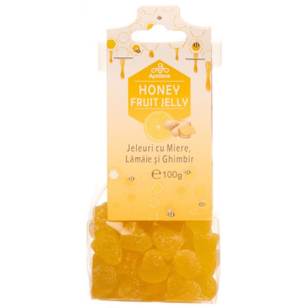 Jeleuri cu Miere, Lamaie si Ghimbir Apidava Honey Fruit Jelly, 100 g