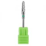 Capat freza din carbid, varf conic, argintiu, duritate medie - verde