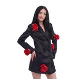 Rochie Neagră tip Sacou cu Trandafiri model Riley S