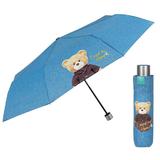 Mini Umbrela ploaie pliabila model denim bleu Teddy Bear