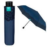 Mini Umbrela ploaie pliabila albastra cu brodura dantela