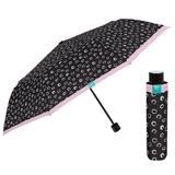 Mini umbrela ploaie pliabila negru cu buline roz