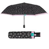 Mini umbrela ploaie pliabila automata negru cu buline roz