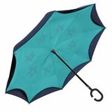 Umbrela ploaie reversibila uni cu maner C verde