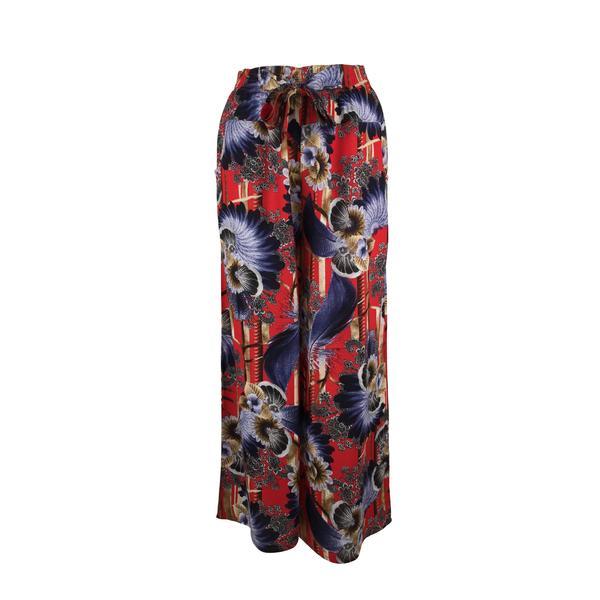 Fusta-pantalon, Univers Fashion,, 2 buzunare, rosu cu imprimeu floral multicolor, M