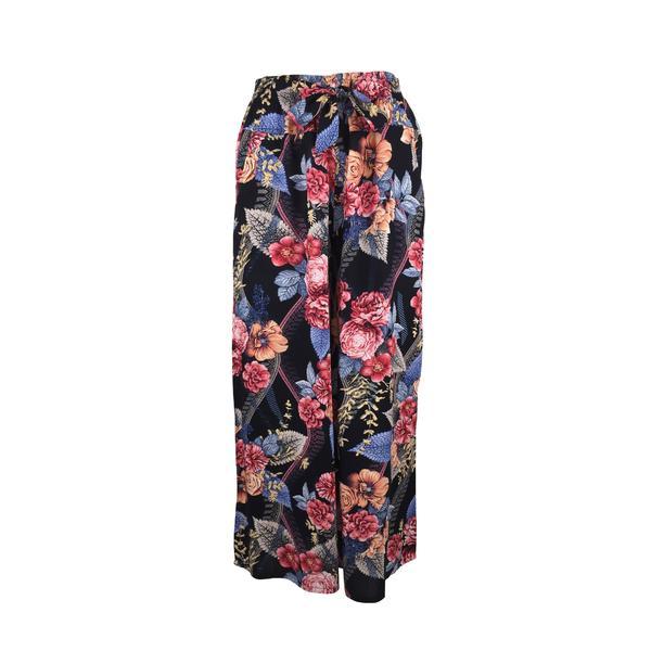 Fusta-pantalon, univers fashion,, 2 buzunare, bleumarin cu imprimeu floral multicolor, l