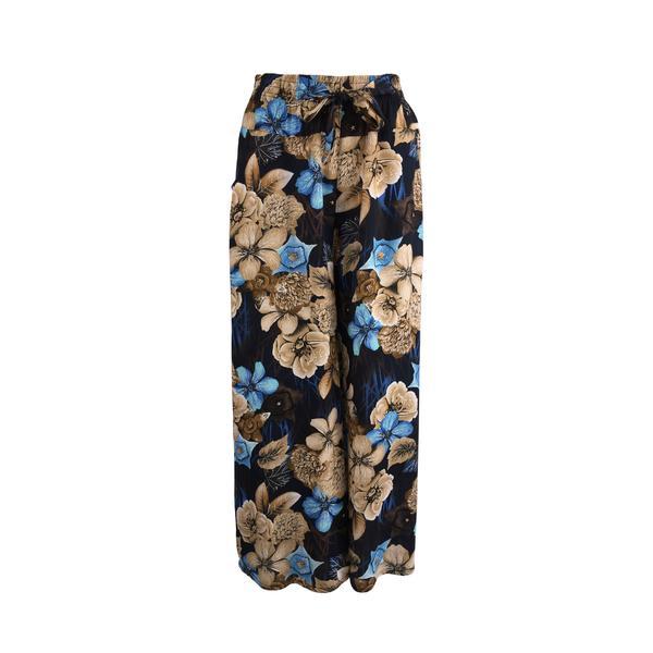 Fusta-pantalon, univers fashion,, 2 buzunare, albastru cu imprimeu floral bej, xl
