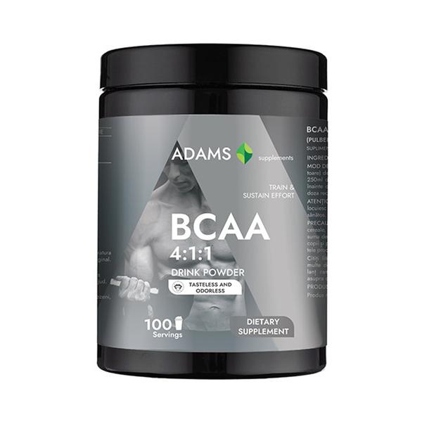 Pudra BCAA 4:1:1 fara Aroma, Adams Supplements Drink Powder Tasteless and Odorless, 400 g