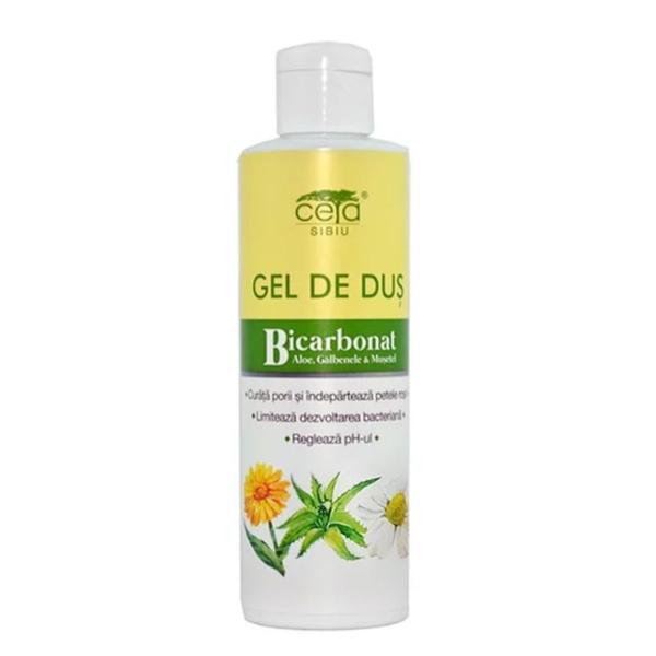 Gel de Dus cu Bicarbonat, Aloe, Galbenele si Musetel - Ceta Sibiu, flacon 200 ml