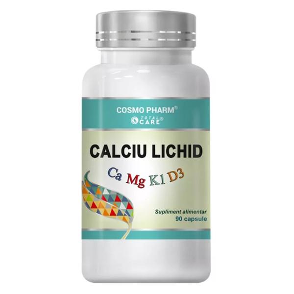 Calciu Lichid cu Magneziu, Vitamina K1, Vitamina D3 Total Care, Cosmo Pharm, 90 capsule