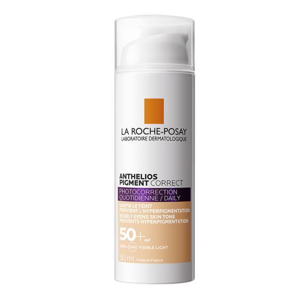 Crema protectie solara spf 50+ cu pigment de culoare pentru fata anthelios pigment correct, la roche-posay, 50 ml
