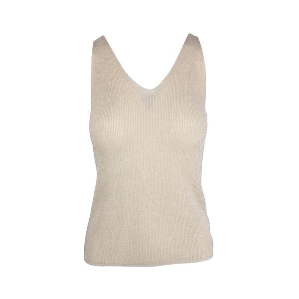 Top tricotat cu decolteu in v, bej, s-m