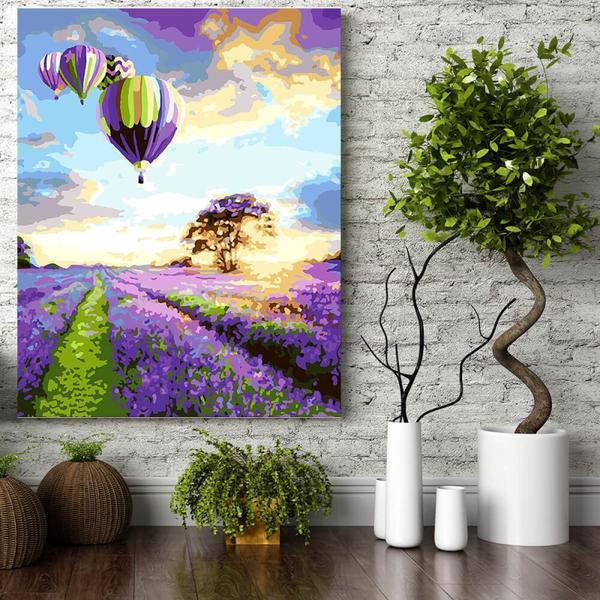 Set pictura pe numere (panza) Zbor deasupra campului cu lavanda 50x40 cm