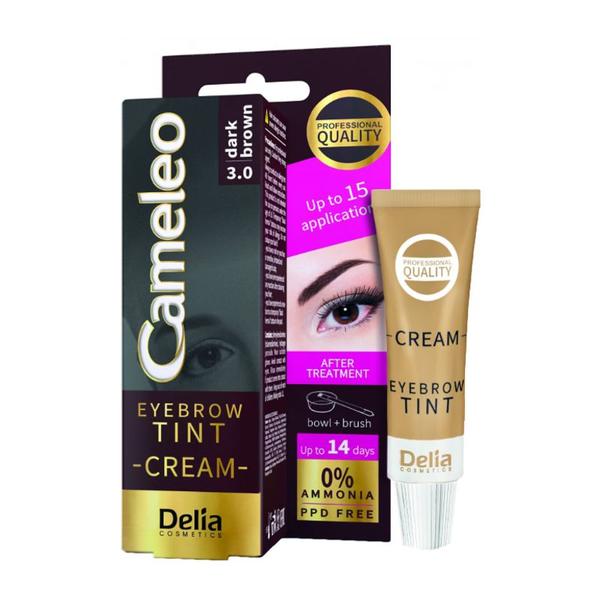 Crema nuantatoare pentru sprancene, nuanta 3.0 maro inchis - eyebrown tint cream, dark brown, cameleo, 15 ml