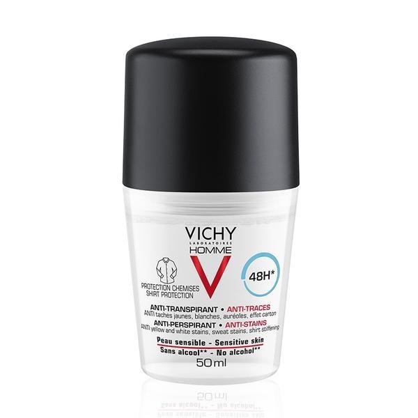 Deodorant roll-on antiperspirant anti-urme pentru barbati 48h, vichy, 50 ml