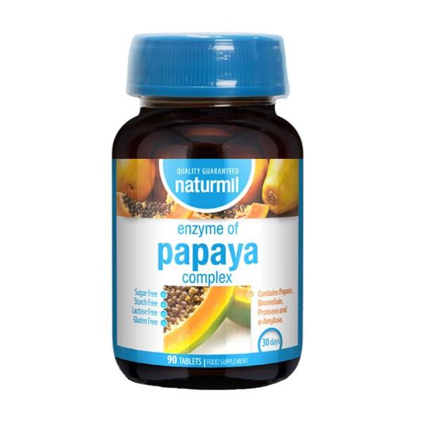 Supliment Alimentar Enzymes Papaya Complex - Naturmil, 90 tablete