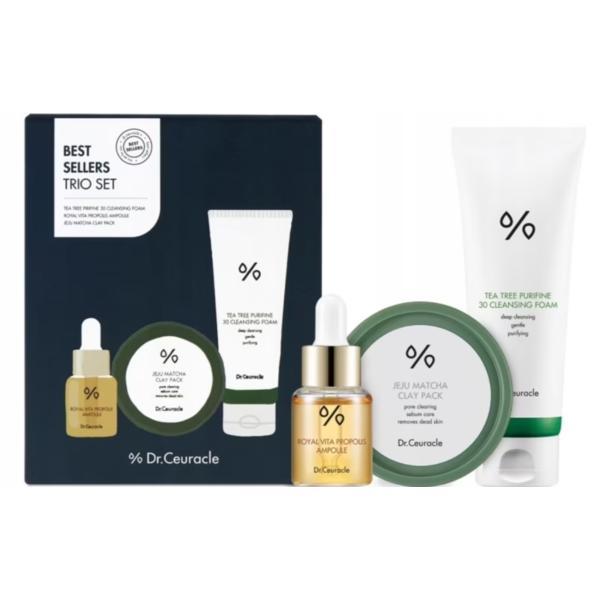 Set Cadou bestseller, Best Sellers Set Dr. Ceuracle, Cleansing Foam (150ml)+ Royal Vita Propolis 33 Ampoule (15ml) + Jeju Matcha Clay Pack (115g)