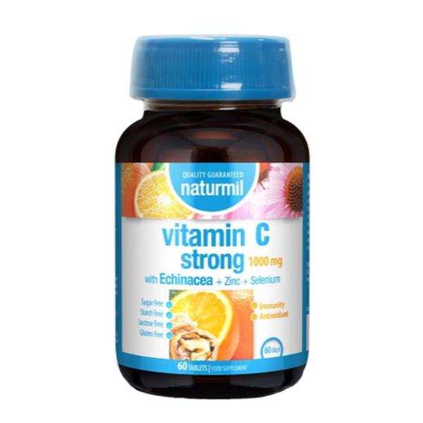 Vitamina c strong 1000 mg cu echinacea, zinc si seleniu - naturmil, 60 tablete