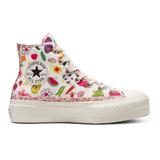 Tenisi femei Converse Chuck Taylor All Star Lift Platform Fruits and Florals A06063C, 37, Alb