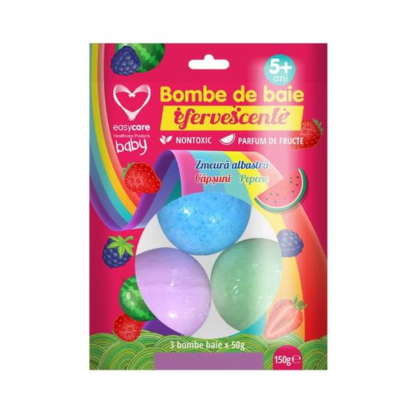 Bombe de baie efervescente pentru copii, easy care baby, 3 bucati