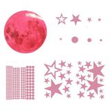 Set stickere fosforescente roz, Luna, stele si buline