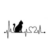 Sticker decorativ, Pisica cu desen electrocardiograma, negru, 178x 80cm